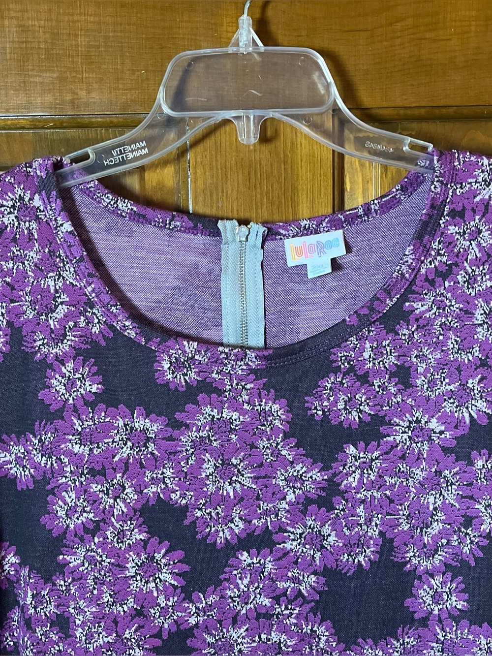 LuLaRoe Amelia Dress Purple Floral Short Sleeve Dress feminine defined pockets - Picture 5 of 12